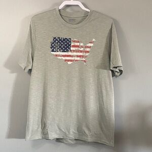 Cremieux Light Gray USA Map T-Shirt Short Sleeve Size Large New